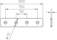 OBO GMS 4 VP A2 Spojovací deska se čtyřmi otvory 200x40x4 Nerez 1.4307 A2 1.4301