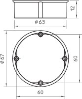 OBO UG 60 PA 12 Vyrovnávací kroužek Pod omítku O60mm H12mm červená Polystyrol PS