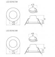 Vestavné LED svítidlo typu downlight LED BONO-R WHITE 5W NW 350lm