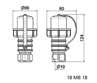 Bals 736 Vidlice CZ + víčko modrá 16A 3p 230V IP67