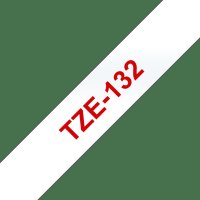 BROTHER TZe-132, průsvitná / červená (12mm, l.)