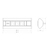 FKZL3A2USBN Rohová zásuvková lišta 3x 230V + 2 USB FK TECHNICS 4739352