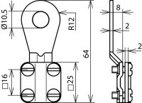 Uzemňovací kabelové oko 6-16mm2 Provedení (D) uzavřené M10 DEHN 444009