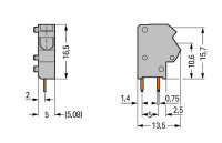 Svorka s možností řad. připojení na DPS, 2,5 mm2, modrá 1pól. WAGO 254-844