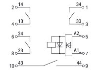 Reléový modul, vstupní jmenovité napětí AC/DC 24-230 V, 4 spínací kontakty