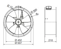 TXBR 450 Ecowatt IP44 úsporný potrubní axiální ventilátor ELEKTRODESIGN 8345821