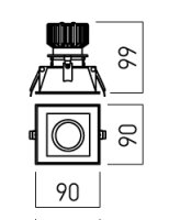 XARGO REC. ADJ. SQ. FITTING 1x10W 220-24