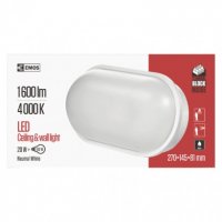 LED přisazené svítidlo QARI, oválné bílé 20W neutrální bílá, IP65 EMOS ZM3020