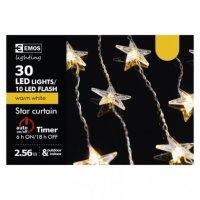 Vánoční LED závěs - hvězdy, 120x90cm, vnitřní, teplá bílá, časovač