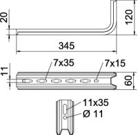 TPSA 345 A2 Závěs TP, děrovaný, B345mm, Nerez OBO 6364881