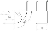 OBO DBV 400 S FS Víko svislého oblouku 90° stoupající B400mm Ocel