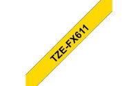 Páska BROTHER TZe-FX611,  žlutá/černá, 6 mm,  s flexibilní páskou