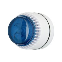 FL/BL/W/S Siréna s majákem Flashni 24V DC mělká základna bílý kryt modrý maják