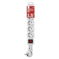 Prodlužovací kabel 1,5 m 5 zásuvek s vypínačem bílý PVC 1,5mm2 EMOS P1521R
