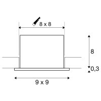 KADUX stropní zápustné svítidlo, 3000 K, 38°, IP 20, čtvercové, černá