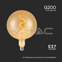 LED Bulb 4W Filament Spiral G200 2700K Amber Glass, VT-2270 V-TAC SKU23169