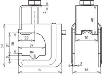 Přítlačná svorka ocelová pro průměr 6-20 mm nebo pásek 30x3 - 4mm DEHN 308031
