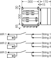 Připojovací skříň FV 6x string, 3x vstup střídače se spínačem HENSEL MI PV 2263