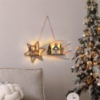 LED vánoční kometa, 10x LED, dřevěná, 30cm SOLIGHT 1V278
