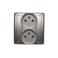 Zásuvka dvojnásobná s uzemněním, s clonkami, 16A, 250V~, Inox BMGZ2TZ/21