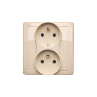 Zásuvka dvojnásobná s uzemněním, s clonkami, 16A, 250V~, béžová BMGZ2TZ/12