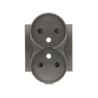 Krytka zásuvky 2P+T dvojité - pro rámečky NATURE antracit, metalizovaná