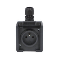 ATLAS 2K IP65 Zásuvka 2P+PE s vývodkou M20, na povrch, antracitová 19182-09