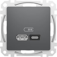 Sedna D/E Dvojitá USB A+C rychlonabíječka 3A 45W, Antracit SCHNEIDER SDD114404