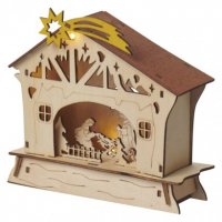 LED vánoční betlém, 18cm, 2× AAA, teplá bílá, časovač Emos