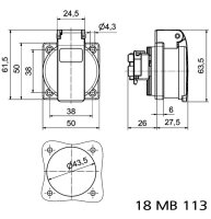 Zásuvka vestavná 16A 3p 230V IP54 SCHUKO (černá) BALS 71089