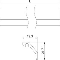 OBO KG2RW Mřížový profil, šikmý, 20x22x2000mm, čistě bílá Hliník, Alu