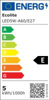 LED světelný zdroj E27, A60, 5W, 4200K, 570lm ECOLITE LED5W-A60/E27/4200