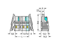 Pružinová svorka CAGE CLAMP 2,5mm2 sv.šedá 9pól. WAGO 721-209/037-000/035-000
