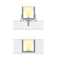 Přisazený hliníkový profil černý  PY 15x15mm, včetně mléčného difuzoru 2m