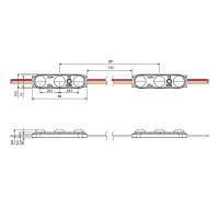 LED modul 3x SMD3030, 1,08W, 24V, 95 lm,