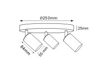 bodové svítidlo METRO 3 ROUND GU10 černá 3x5W 38° 4000K neutrální LM14308007