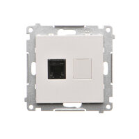 Zásuvka telefonní RJ12, 1 násobná (přístroj s krytem) světle šedá matná