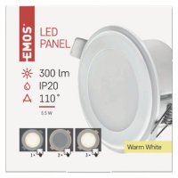 LED vestavný kruhový panel EXTENSIO 5,5W 300LM 2IN1 WW bílý ZD1311 teplá bílá
