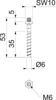 OBO MMS+ ST 6x55 Protipožární šroubová kotva Šestihran SW 10 M6 6x55mm Ocel