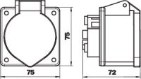 OBO CEE-16A Zástrčkové zařízení, 3 pólový+N+PE 400 V 16 A, 75x75x72