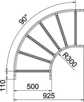 OBO LB 90 1150 R3 FS Oblouk 90° pro kabelový žebřík 110x500 Ocel