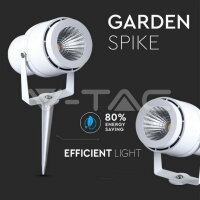 12W LED Garden Spike Lamp White Body Gre