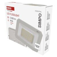LED reflektor SIMPO 50W, bílý, IP65, 5000 lm, neutrální bílá EMOS ZS2243W