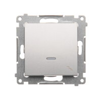 Přepínač střídavý, s orientačním LED, řazení 6So, 10AX, 250V stříbrná matná