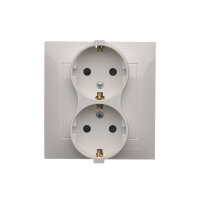 Zásuvka dvojnásobná typu Schuko s clonkami 16A, 250V~, bílá DGSz2Z/11