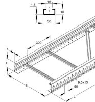 Kabelový žebřík, 105x300x6000mm, t=1,5mm, děrovaný NIEDAX WSL 105.300