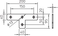 OBO GMS 4 VP T A2 Spojovací deska Tvar T 200x95x40x4 Nerez 1.4307 A2 1.4301