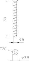 OBO MMS+ KS 5x50 Protipožární šroubová kotva Zápustná hlava bit T 20 5x50mm Ocel