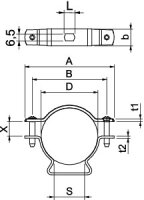 OBO ASL 733 53 FT Distanční příchytka s připojovacím závitem M6 44-53mm Ocel