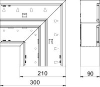 OBO GS-DFF90210RW Plochý roh, pro kanál Rapid 80, 90x210mm, čistě bílá Ocel